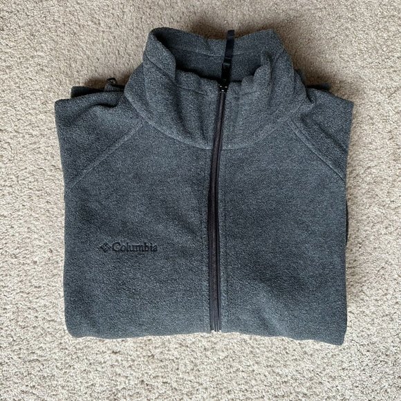 Columbia Jacket Mens Large Grey Full Zip Mock Neck Fleece Pockets Athletic - Picture 12 of 12